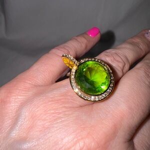 Elegant Green and Gold Statement Ring